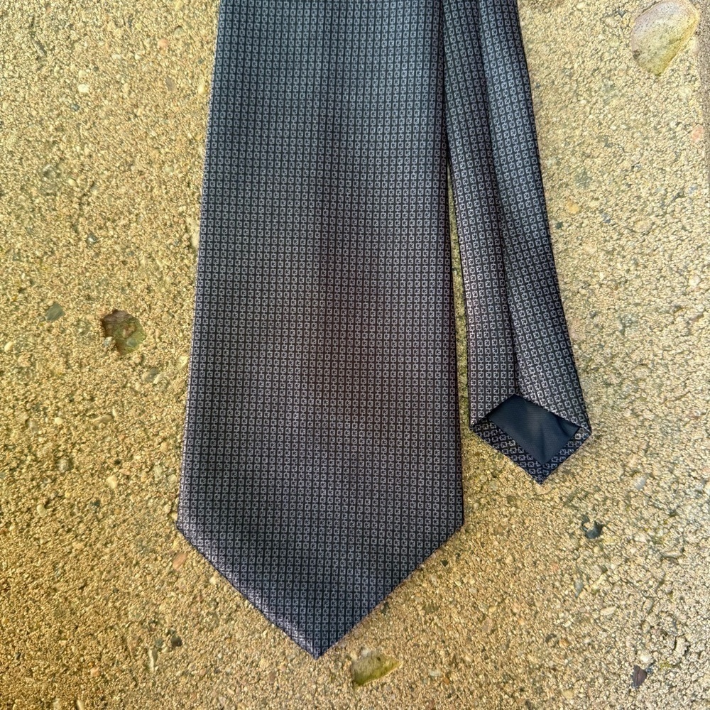 Valentino Hand Made Navy Satin Geometric Tie